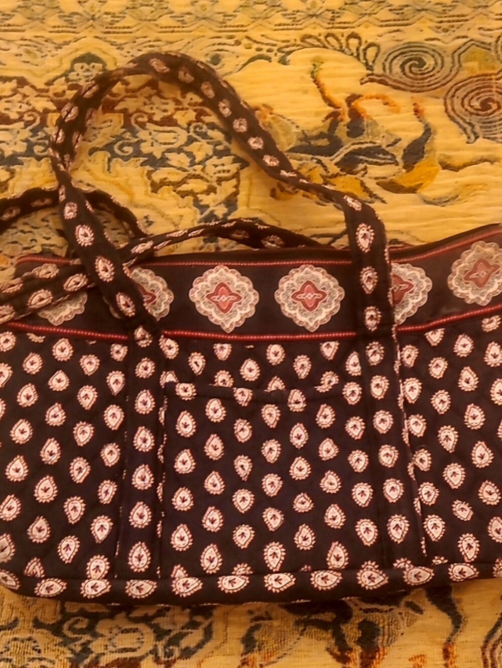 Vera Bradley Brown Quilted Floral Print Tote